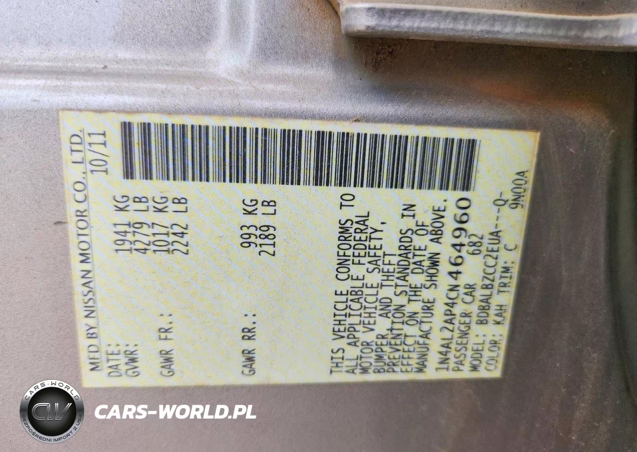 2012 Nissan Altima VIN:1N4AL2AP4CN464960 - 12