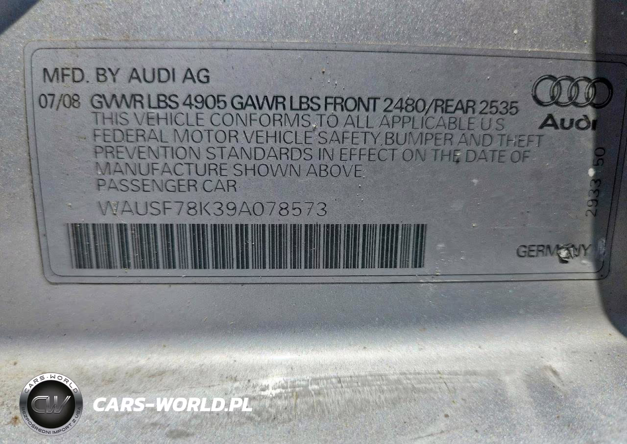 2009 Audi A4 Premium Plus VIN:WAUSF78K39A078573 - 13