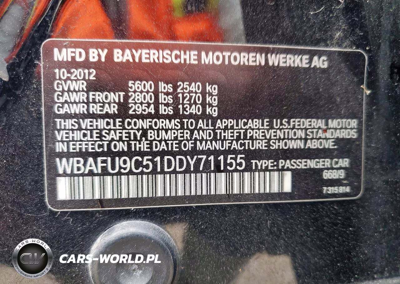 2013 BMW 550 Xi VIN:WBAFU9C51DDY71155 - 13
