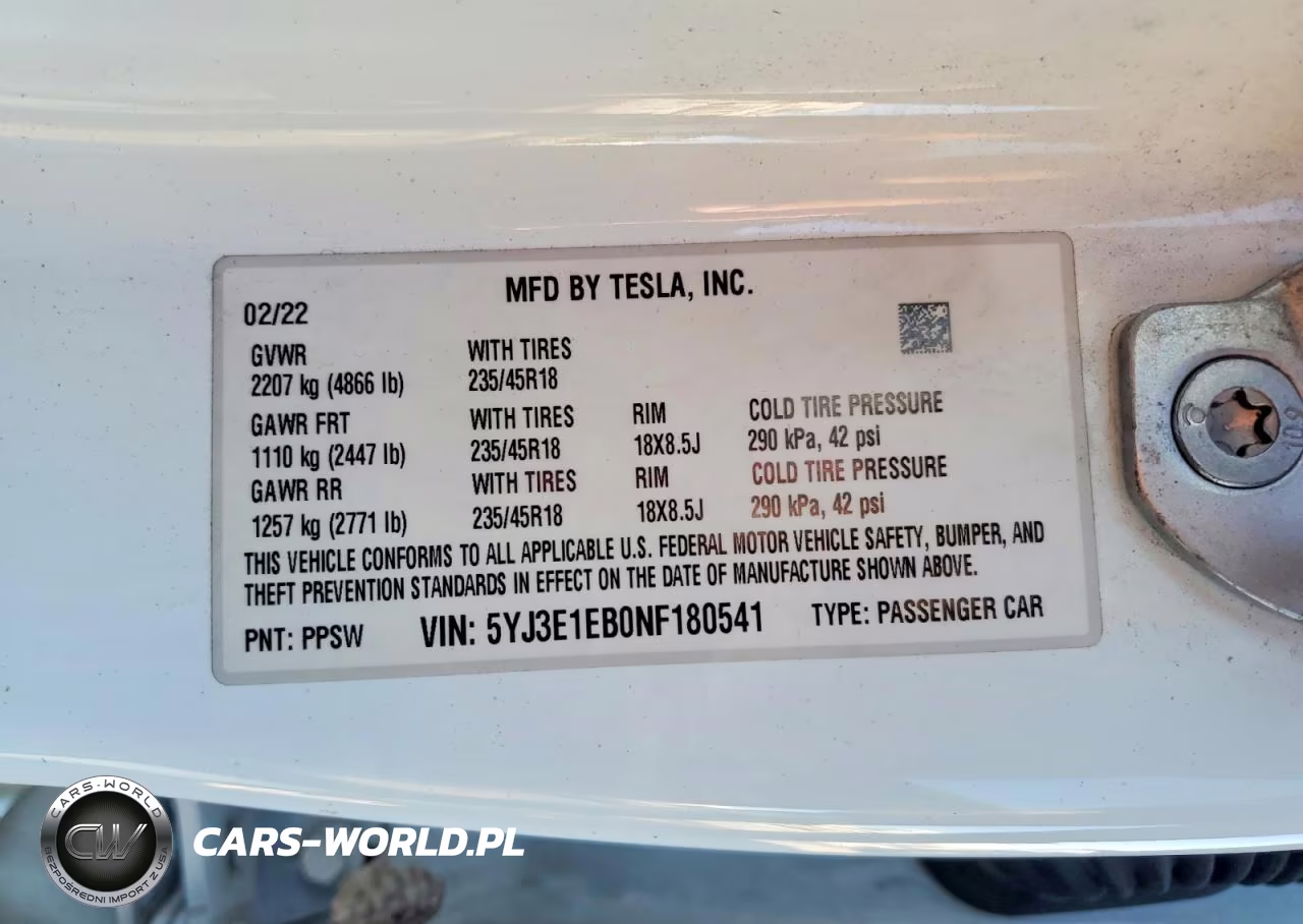 2022 Tesla Model 3 VIN:5YJ3E1EB0NF180541 - 13