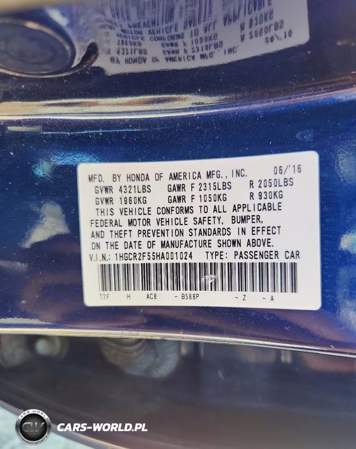2017 Honda Accord Sport VIN:1HGCR2F55HA001024 - 12