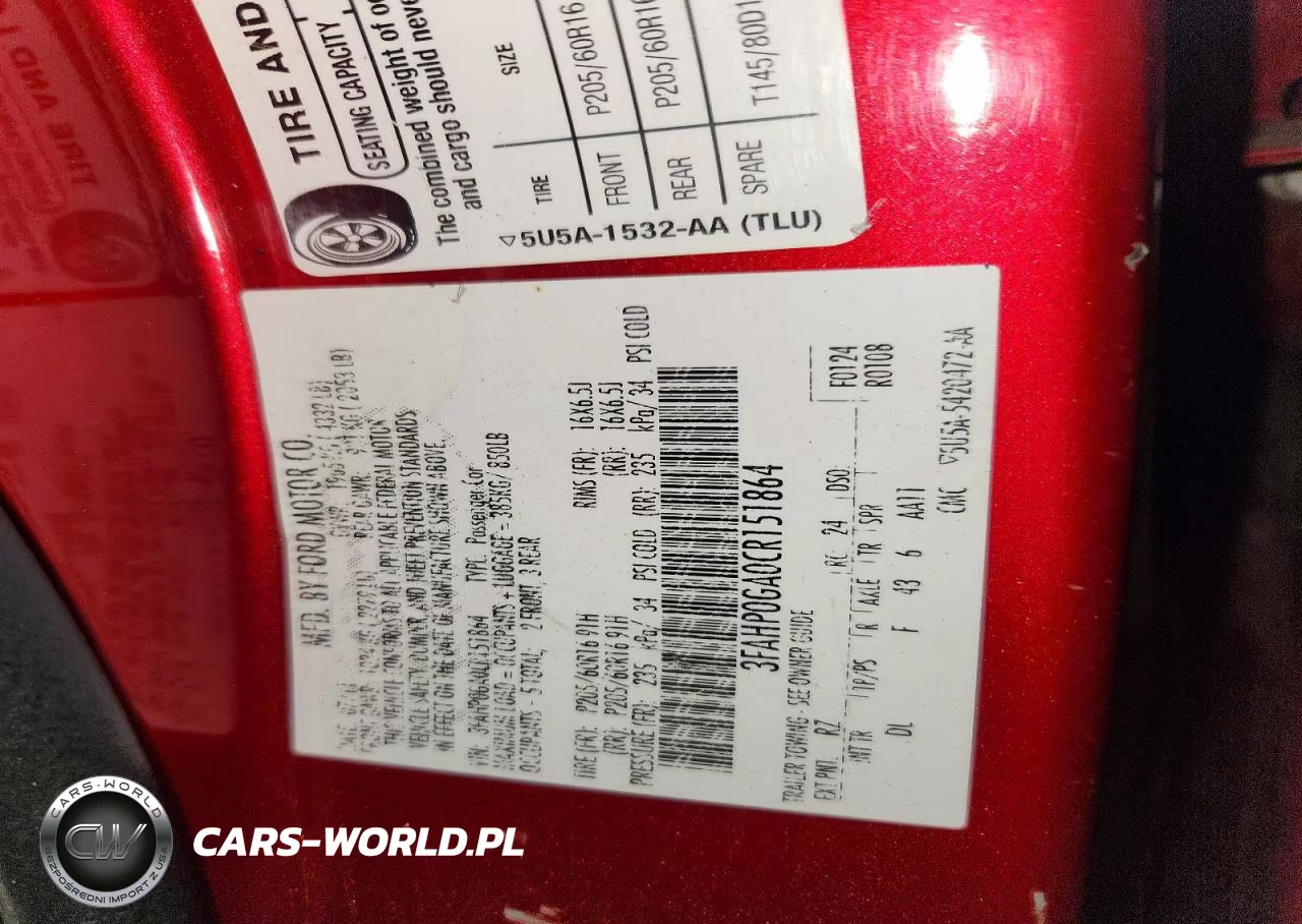 2012 Ford Fusion S VIN:3FAHP0GA0CR151864 - 12