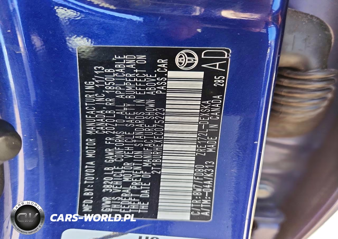 2014 Toyota Corolla S Plus VIN:2T1BURHEXEC075223 - 12