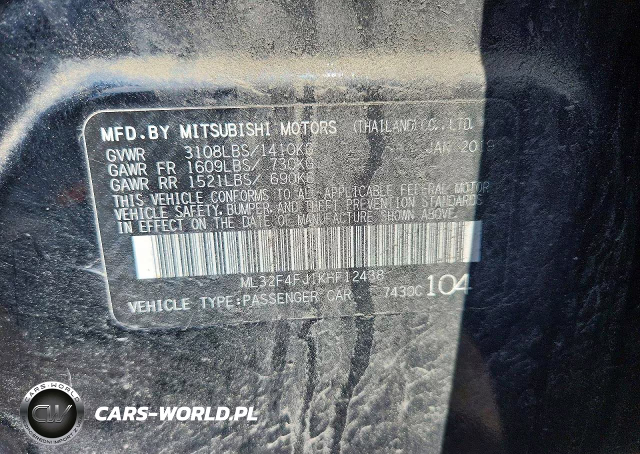 2019 Mitsubishi Mirage G4 Se VIN:ML32F4FJ1KHF12438 - 12