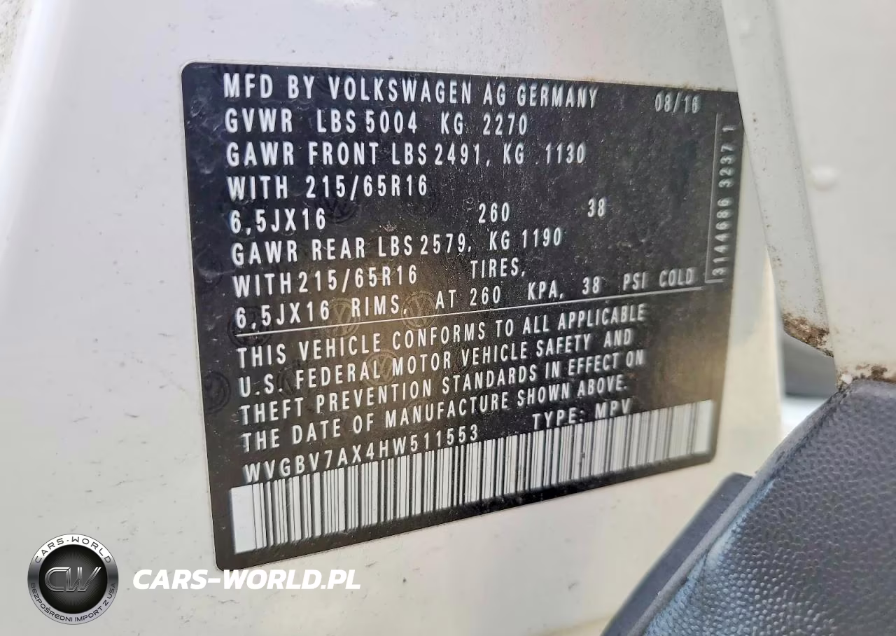 2017 Volkswagen Tiguan S VIN:WVGBV7AX4HW511553 - 14