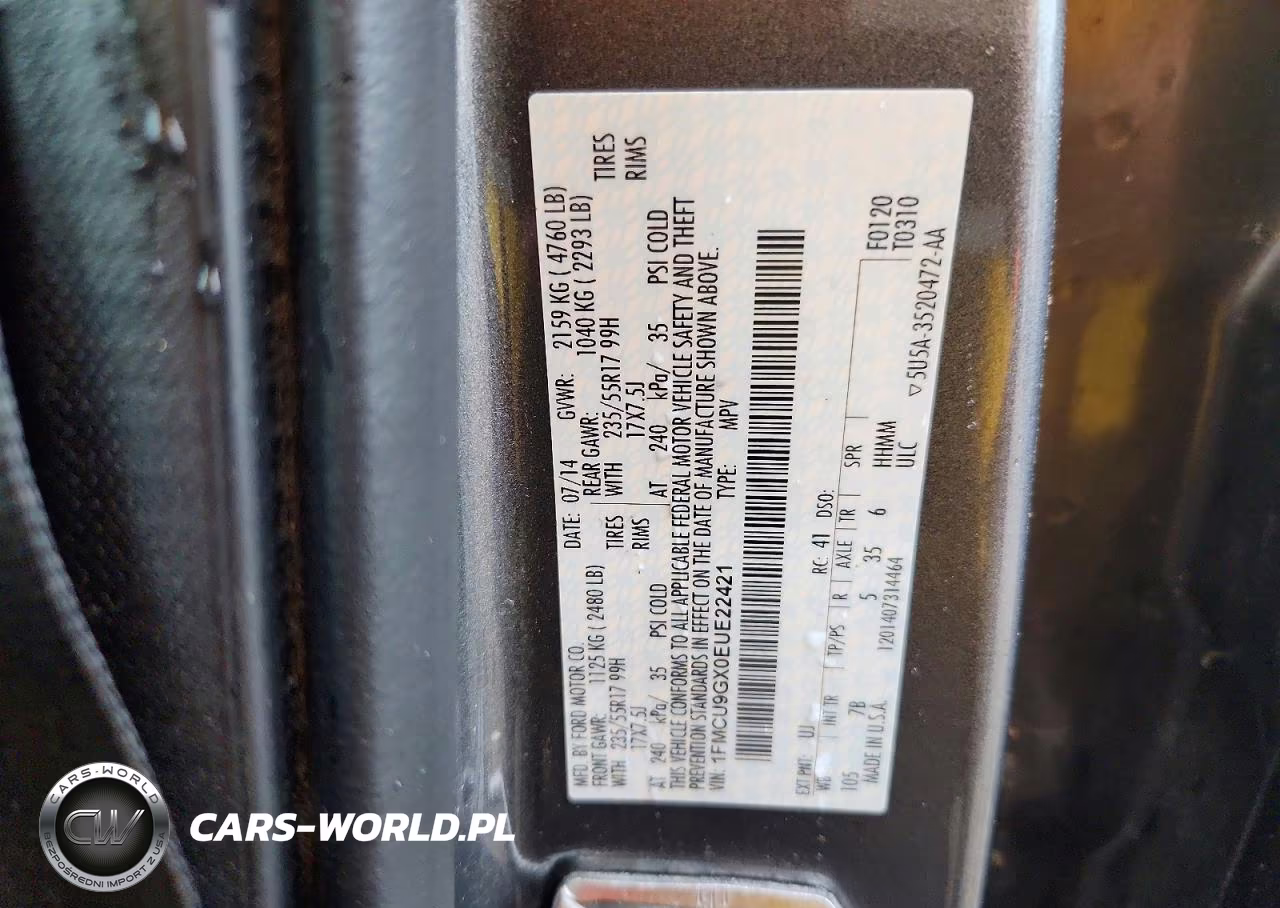 2014 Ford Escape Se VIN:1FMCU9GX0EUE22421 - 12