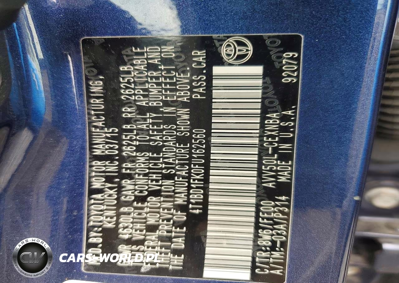 2015 Toyota Camry Hybrid Le VIN:4T1BD1FK0FU162560 - 12