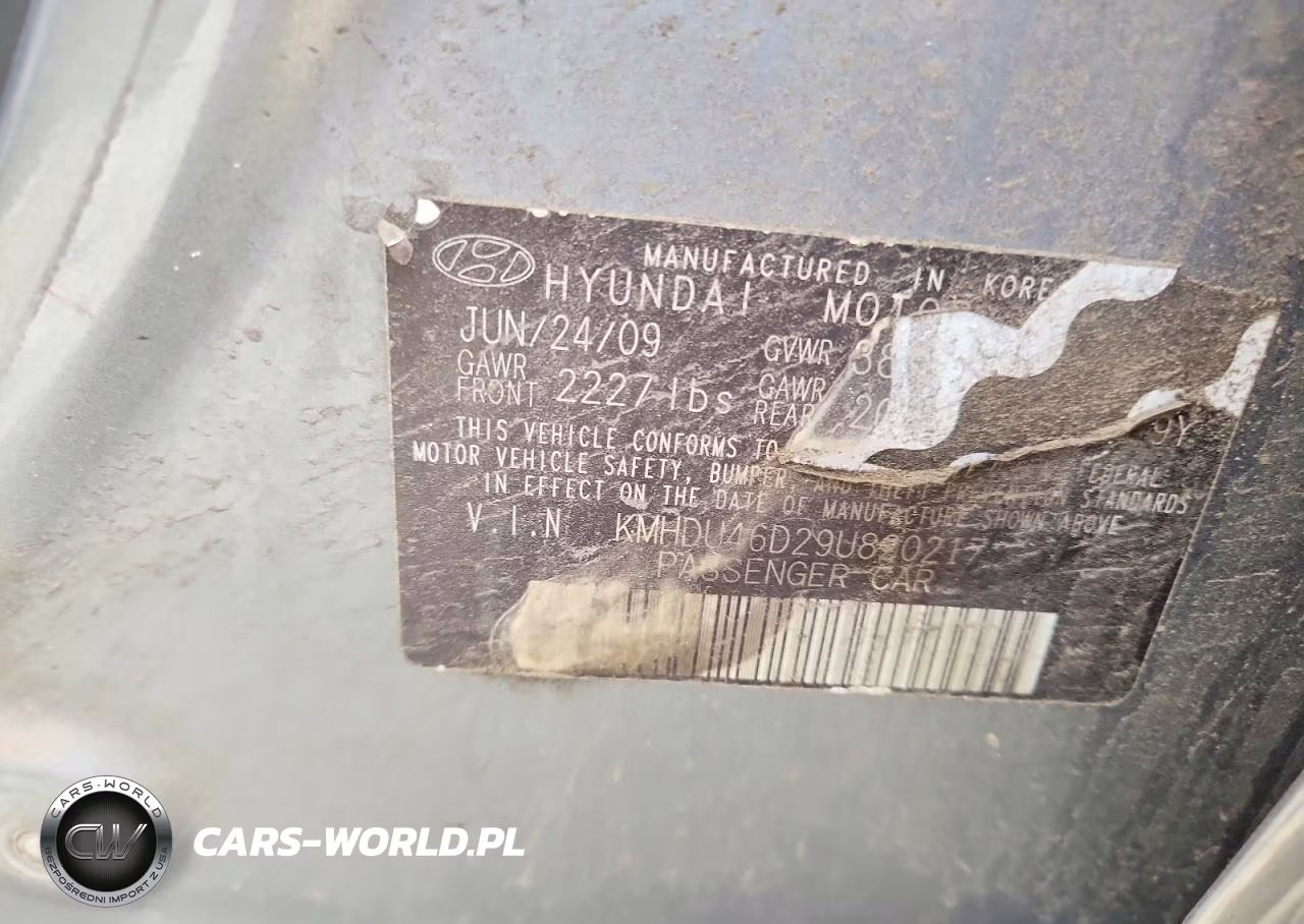 2009 Hyundai Elantra VIN:KMHDU46D29U820217 - 12