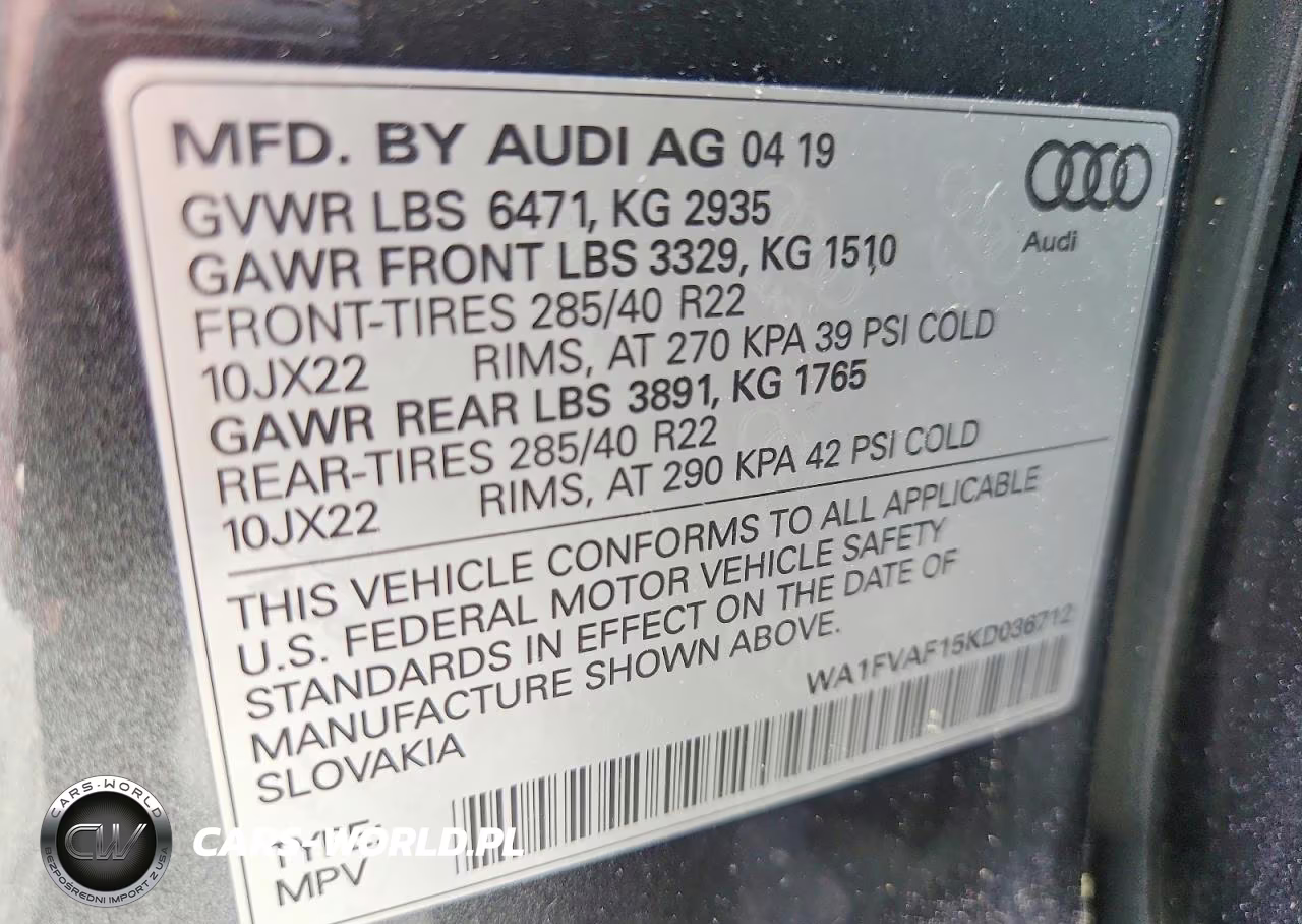2019 Audi Q8 Prestige S-Line VIN:WA1FVAF15KD036712 - 14
