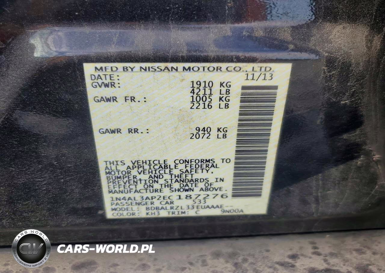 2014 Nissan Altima 2.5 VIN:1N4AL3AP2EC187276 - 12
