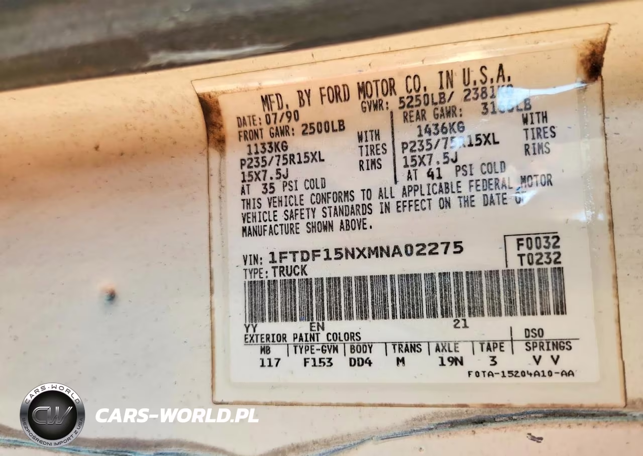 1991 Ford F150 VIN:1FTDF15NXMNA02275 - 12