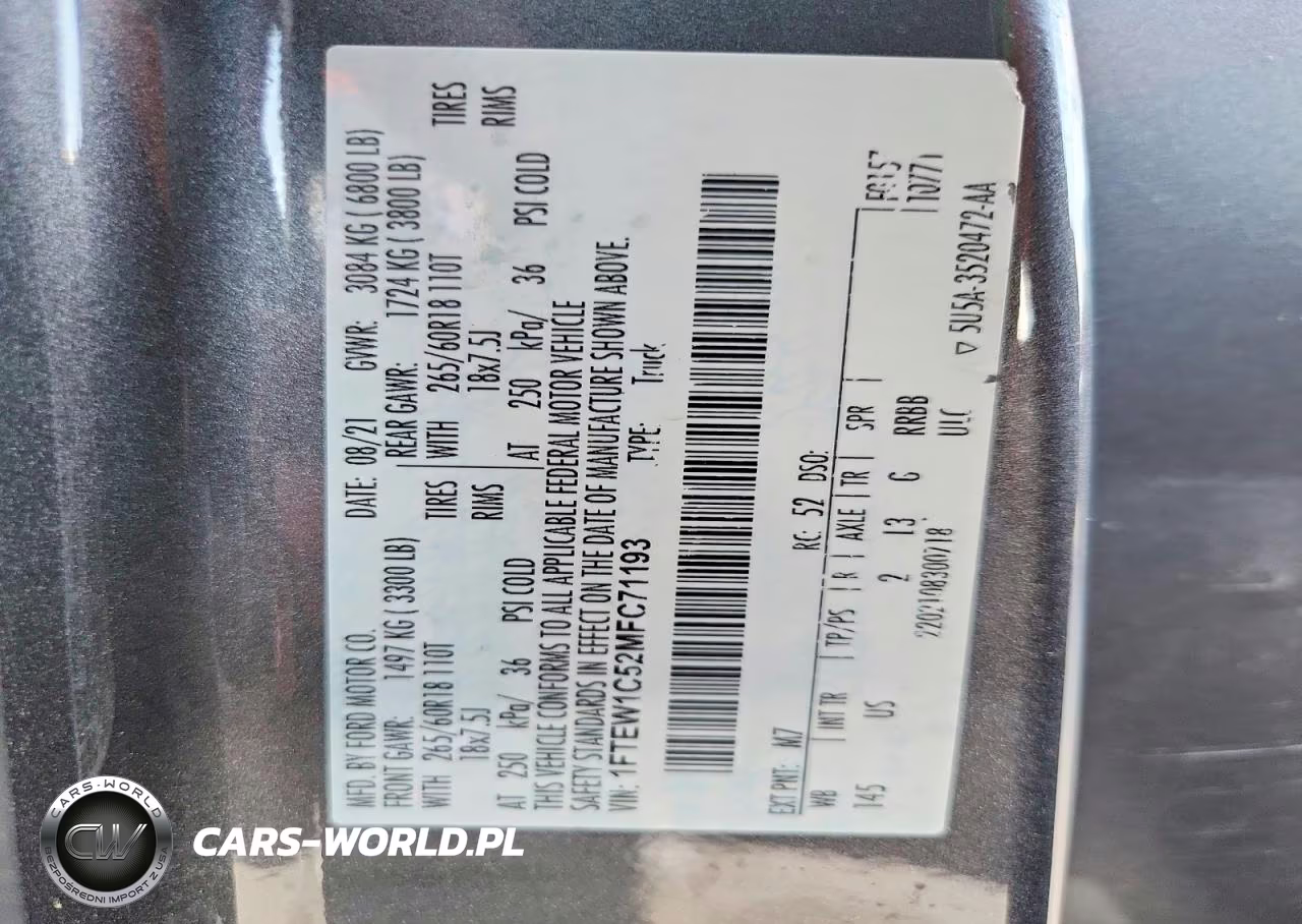 2021 Ford F150 Supercrew VIN:1FTEW1C52MFC71193 - 12