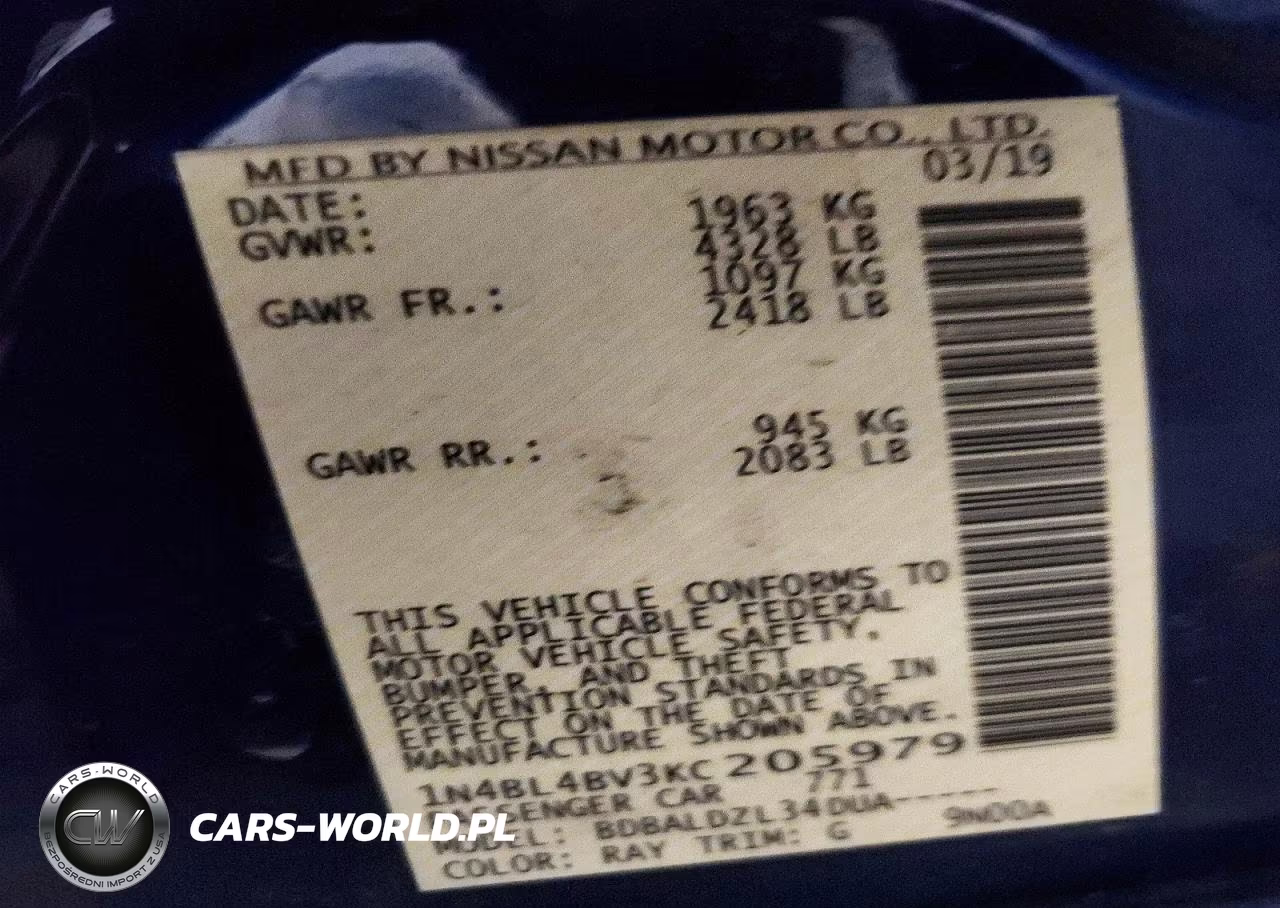 2019 Nissan Altima S VIN:1N4BL4BV3KC205979 - 12