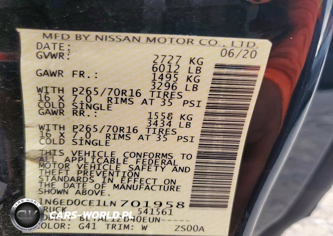 2020 Nissan Frontier S VIN:1N6ED0CE1LN701958 - 12