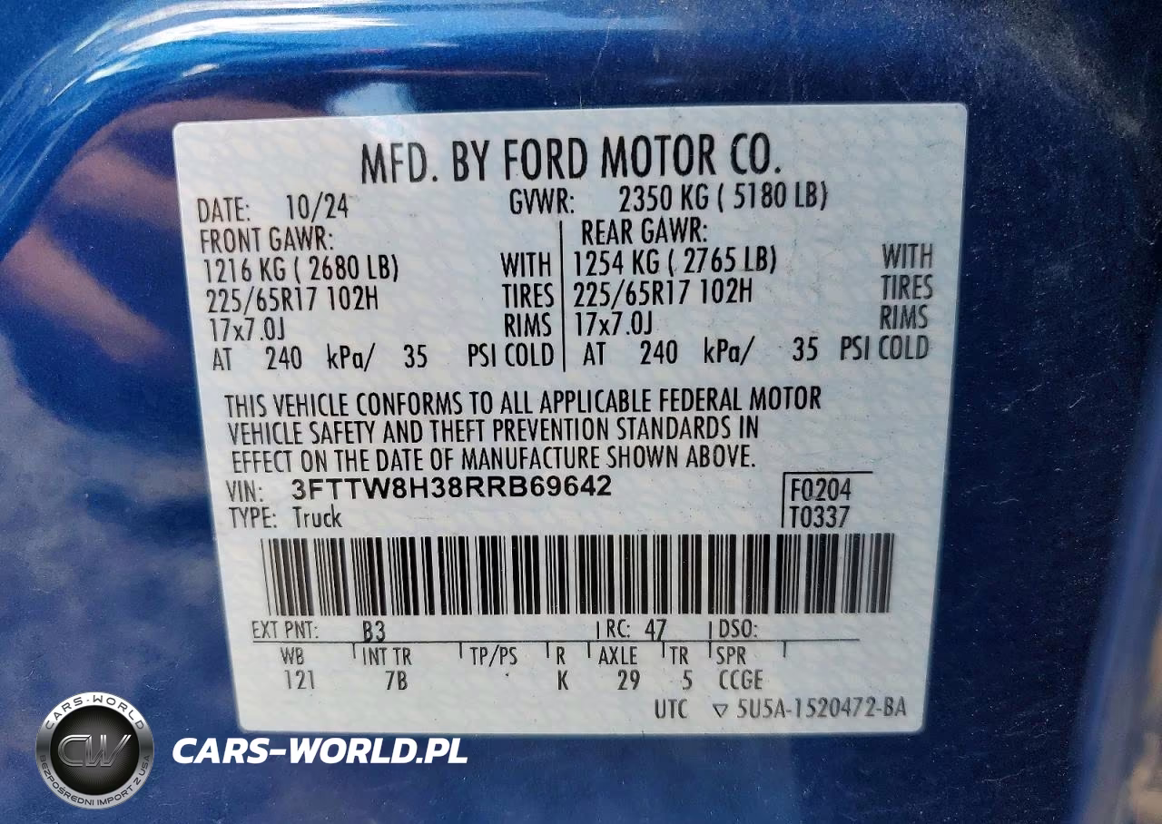 2024 Ford Maverick Xlt VIN:3FTTW8H38RRB69642 - 12