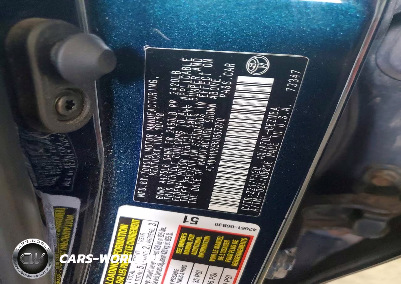2019 Toyota Camry Le VIN:4T1B11HK5KU697870 - 12