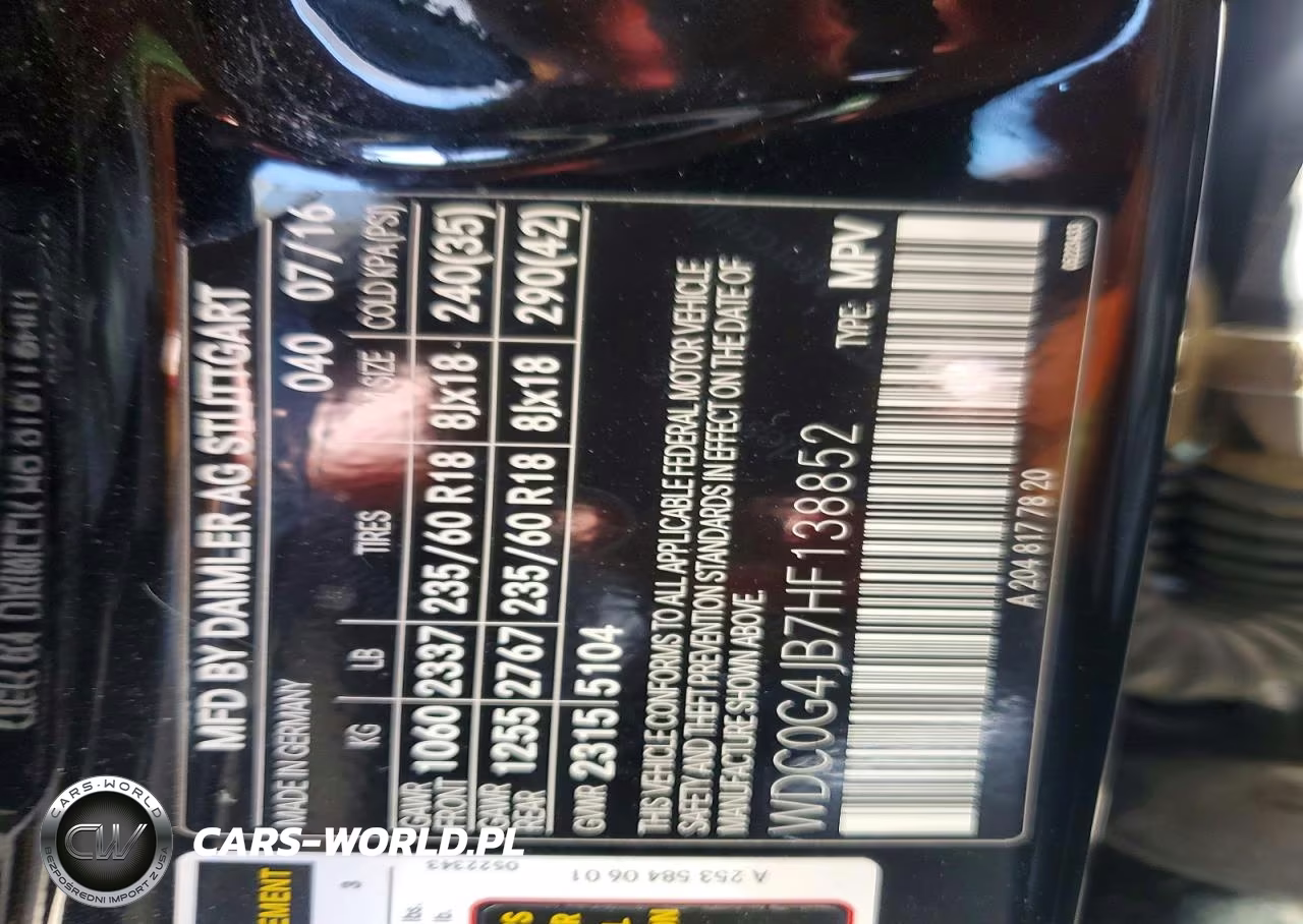 2017 Mercedes-Benz Glc 300 VIN:WDC0G4JB7HF138852 - 13