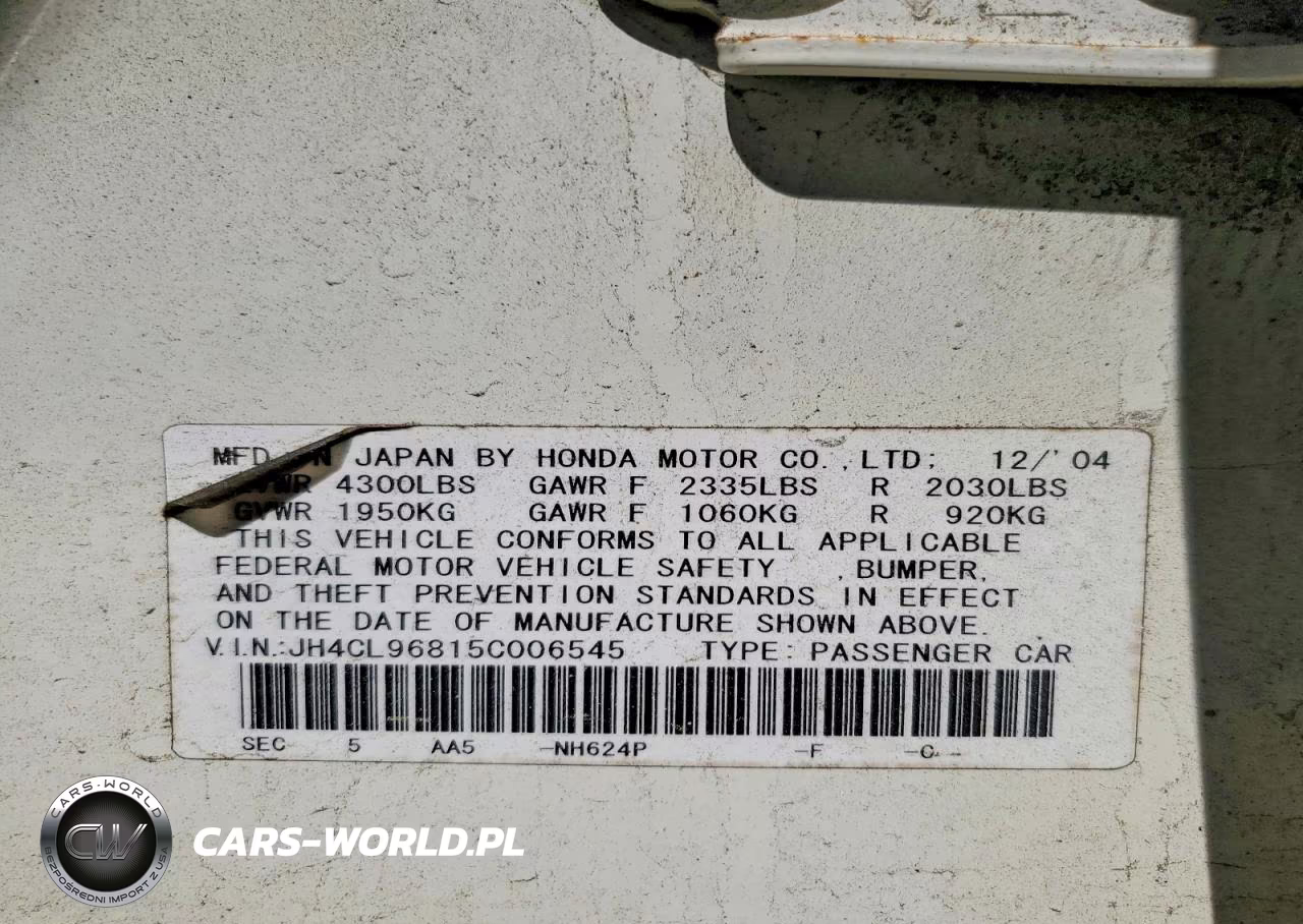 2005 Acura Tsx VIN:JH4CL96815C006545 - 13