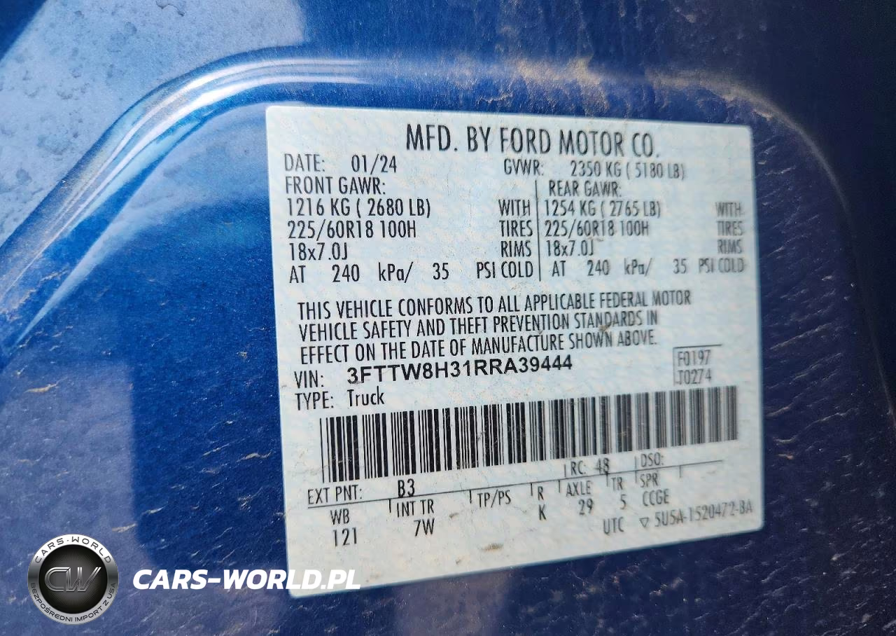 2024 Ford Maverick Xlt VIN:3FTTW8H31RRA39444 - 12