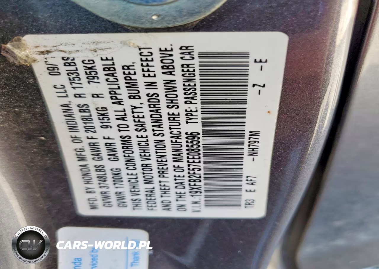 2014 Honda Civic Lx VIN:19XFB2F57EE085596 - 12