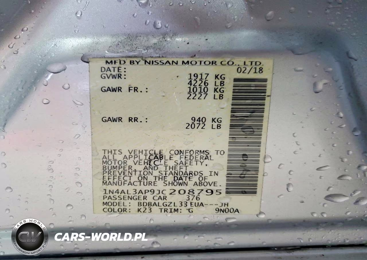 2018 Nissan Altima 2.5 S VIN:1N4AL3AP9JC208795 - 12