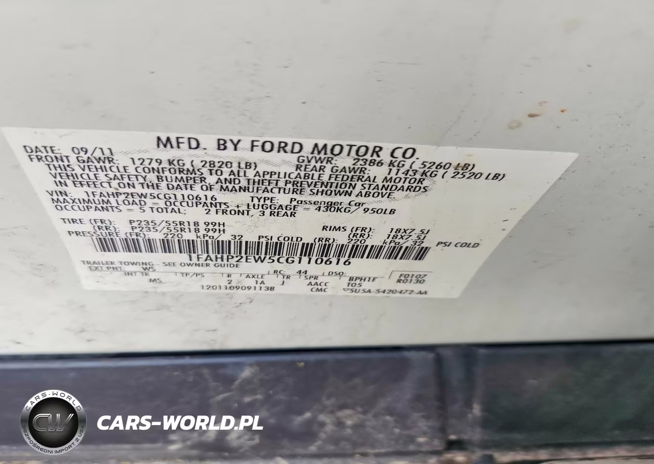 2012 Ford Taurus Sel VIN:1FAHP2EW5CG110616 - 13