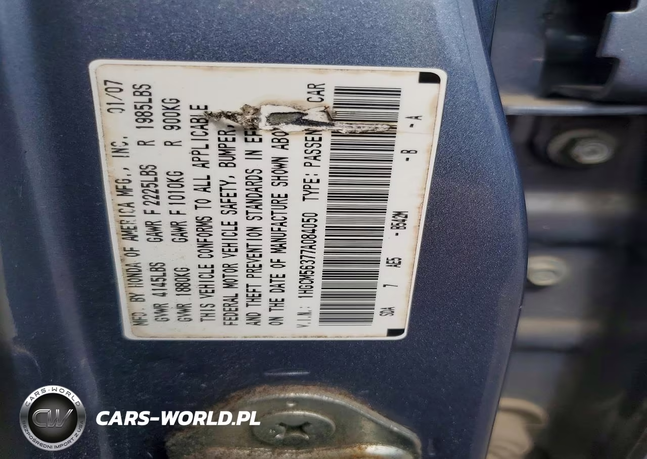 2007 Honda Accord Se VIN:1HGCM56377A084050 - 12