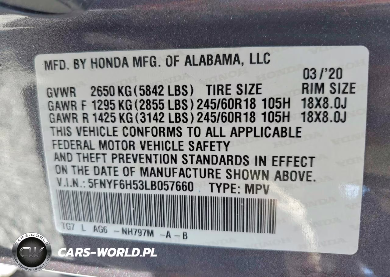 2020 Honda Pilot Exl VIN:5FNYF6H53LB057660 - 14