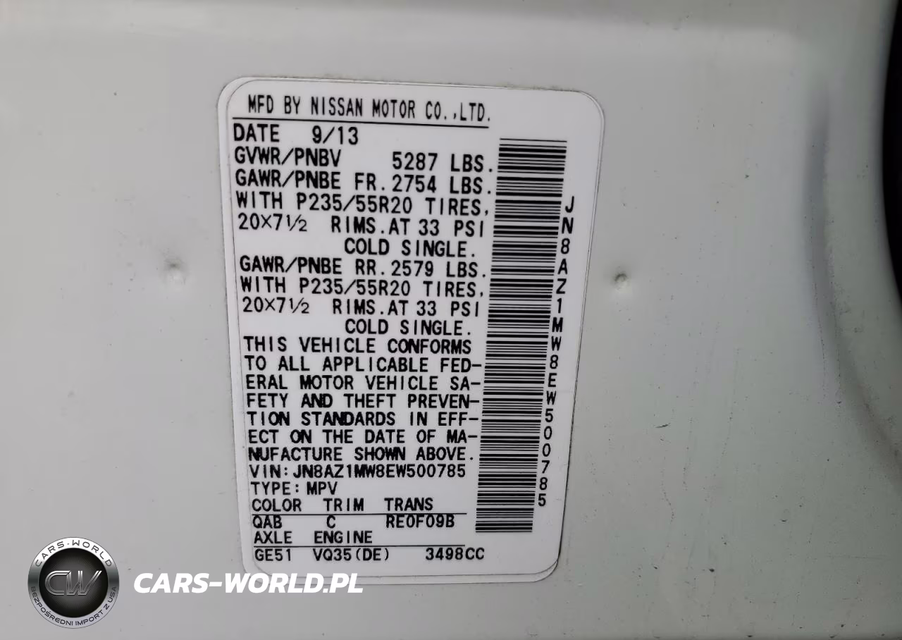 2014 Nissan Murano S VIN:JN8AZ1MW8EW500785 - 13