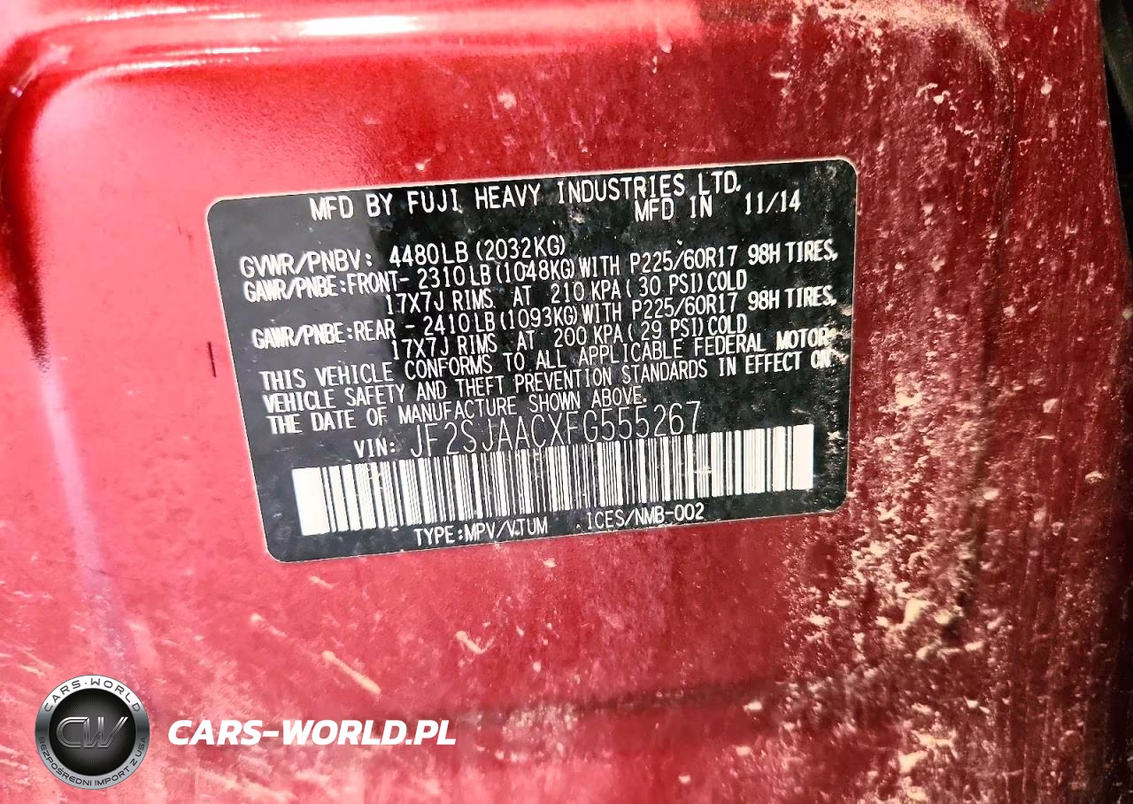 2015 Subaru Forester 2.5I VIN:JF2SJAACXFG555267 - 14