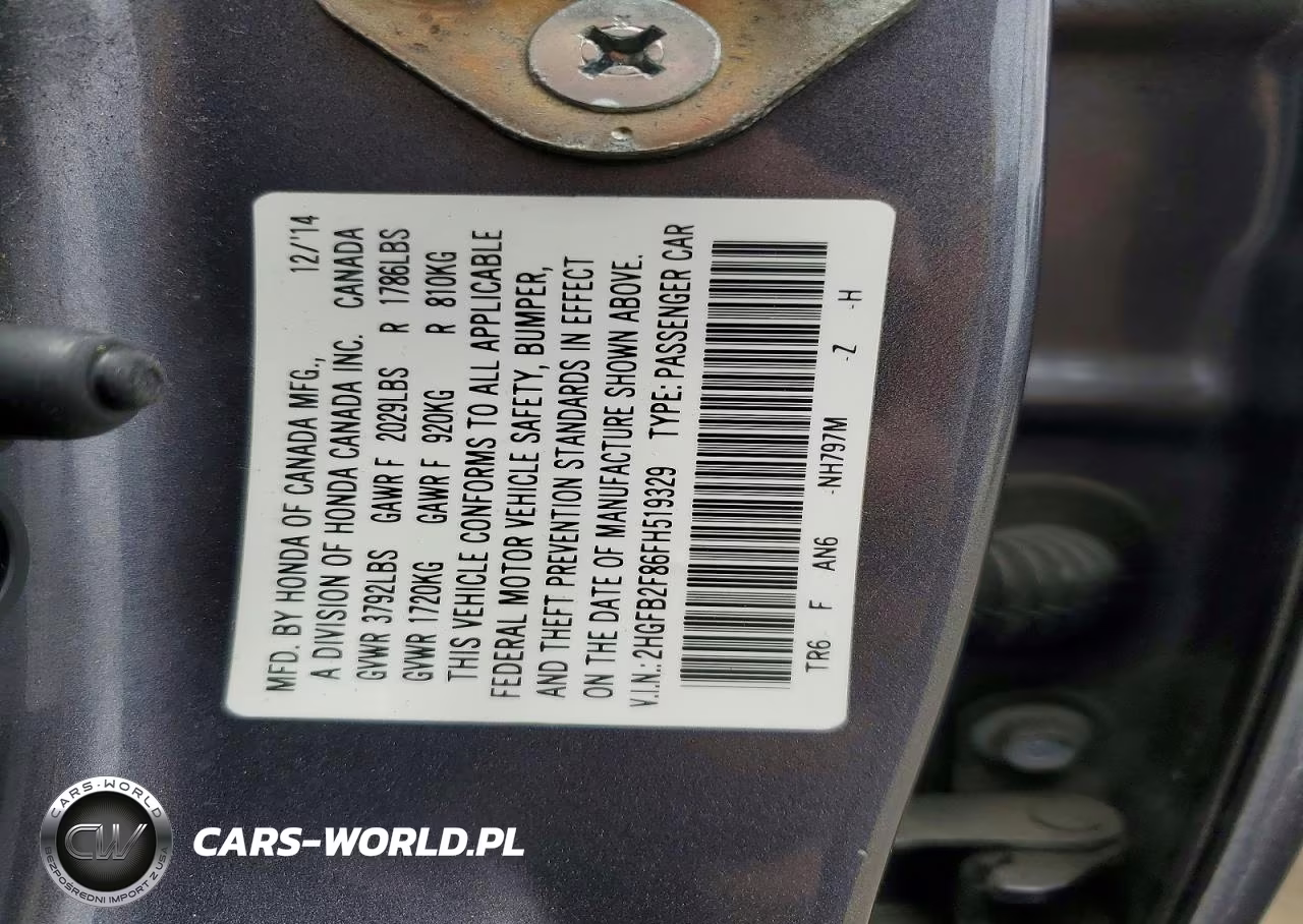 2015 Honda Civic Ex VIN:2HGFB2F86FH519329 - 13