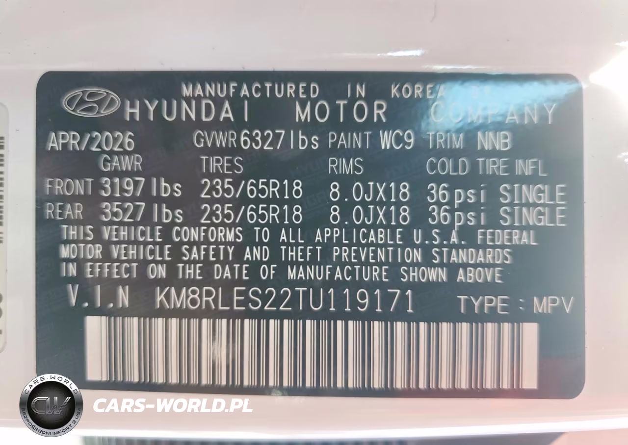 2026 Hyundai Palisade Sel VIN:KM8RLES22TU119171 - 14