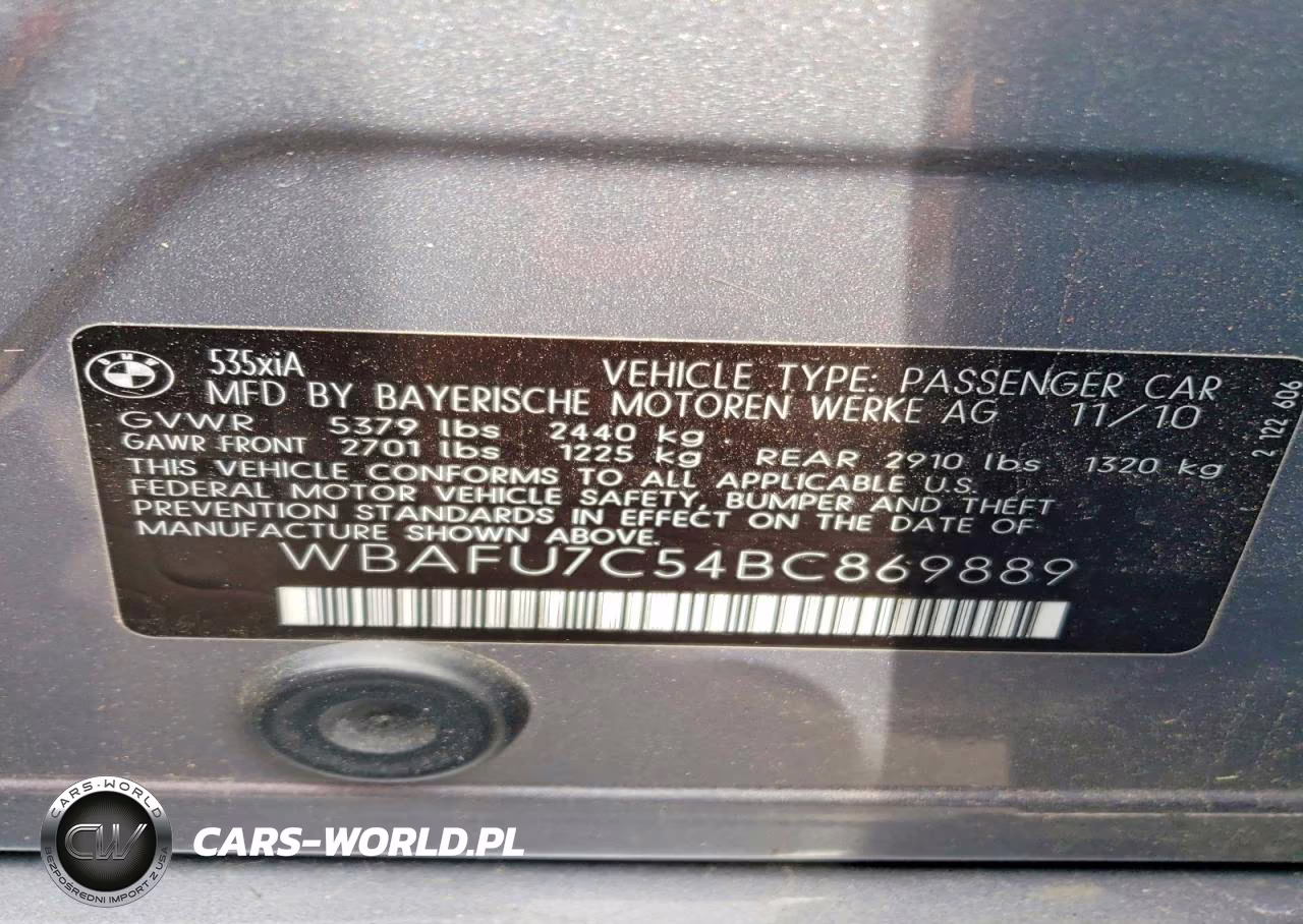 2011 BMW 535 Xi VIN:WBAFU7C54BC869889 - 12