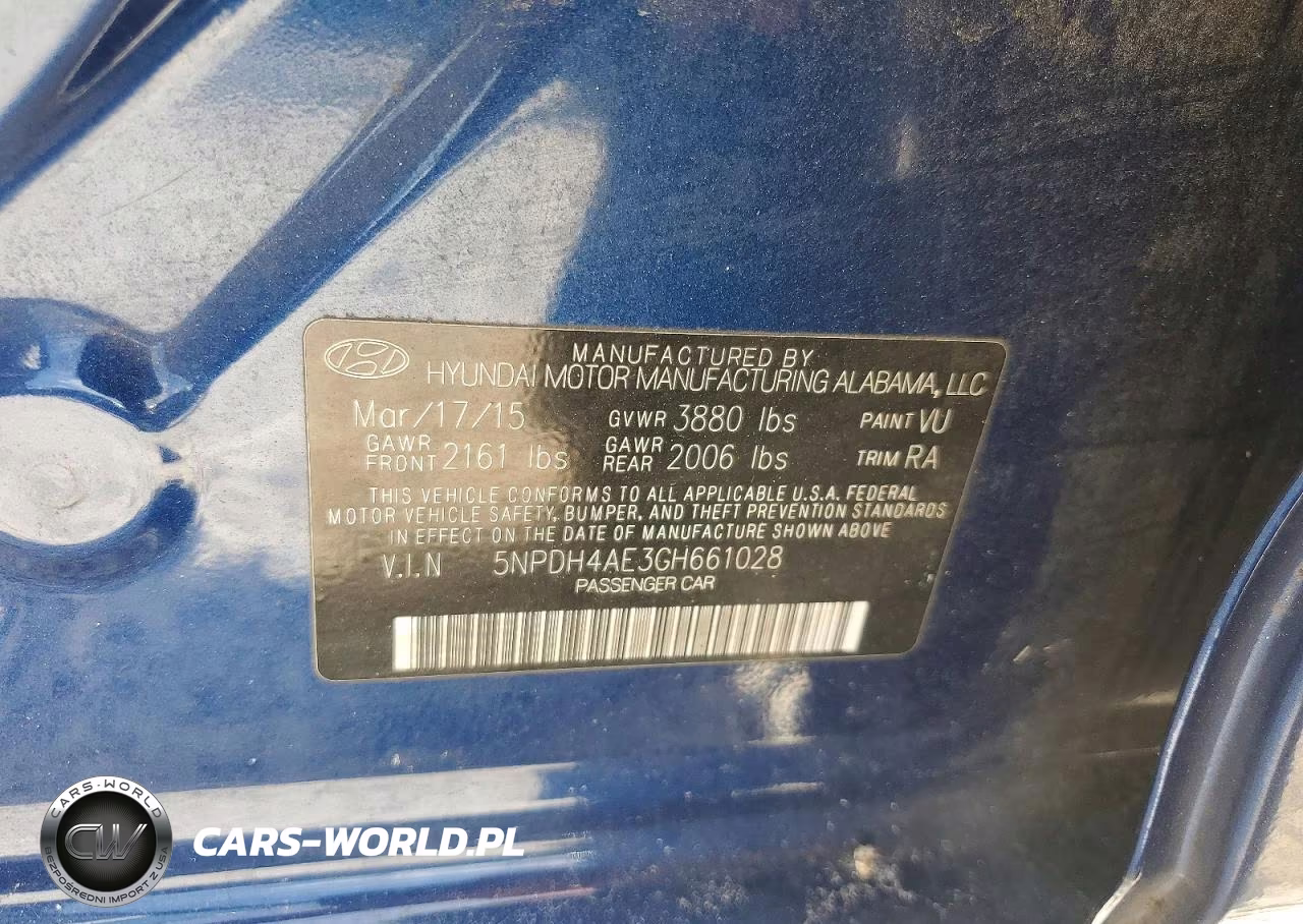 2016 Hyundai Elantra Se VIN:5NPDH4AE3GH661028 - 12
