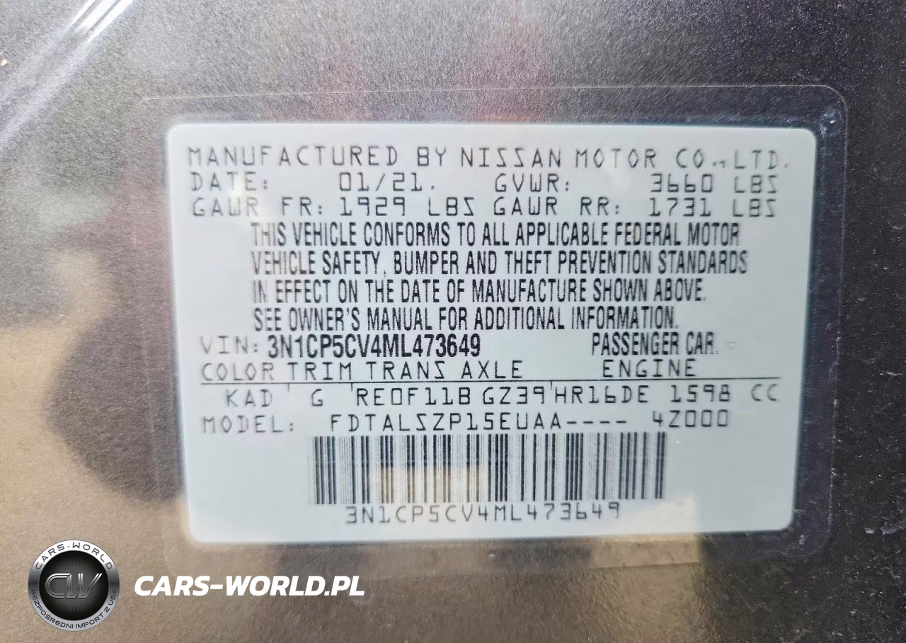 2021 Nissan Kicks Sv VIN:3N1CP5CV4ML473649 - 14