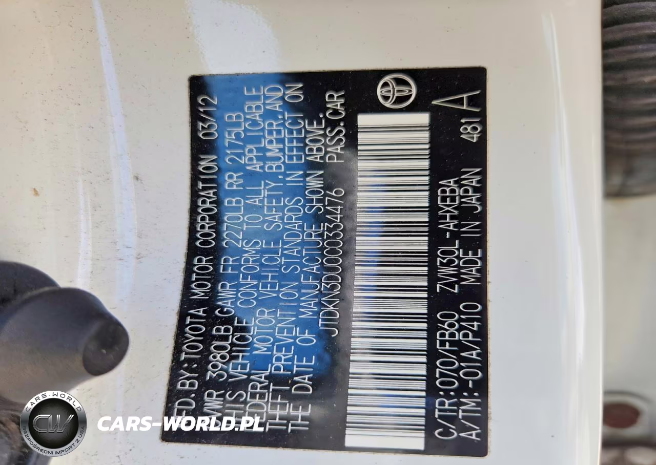 2012 Toyota Prius Two VIN:JTDKN3DU0C0334476 - 12
