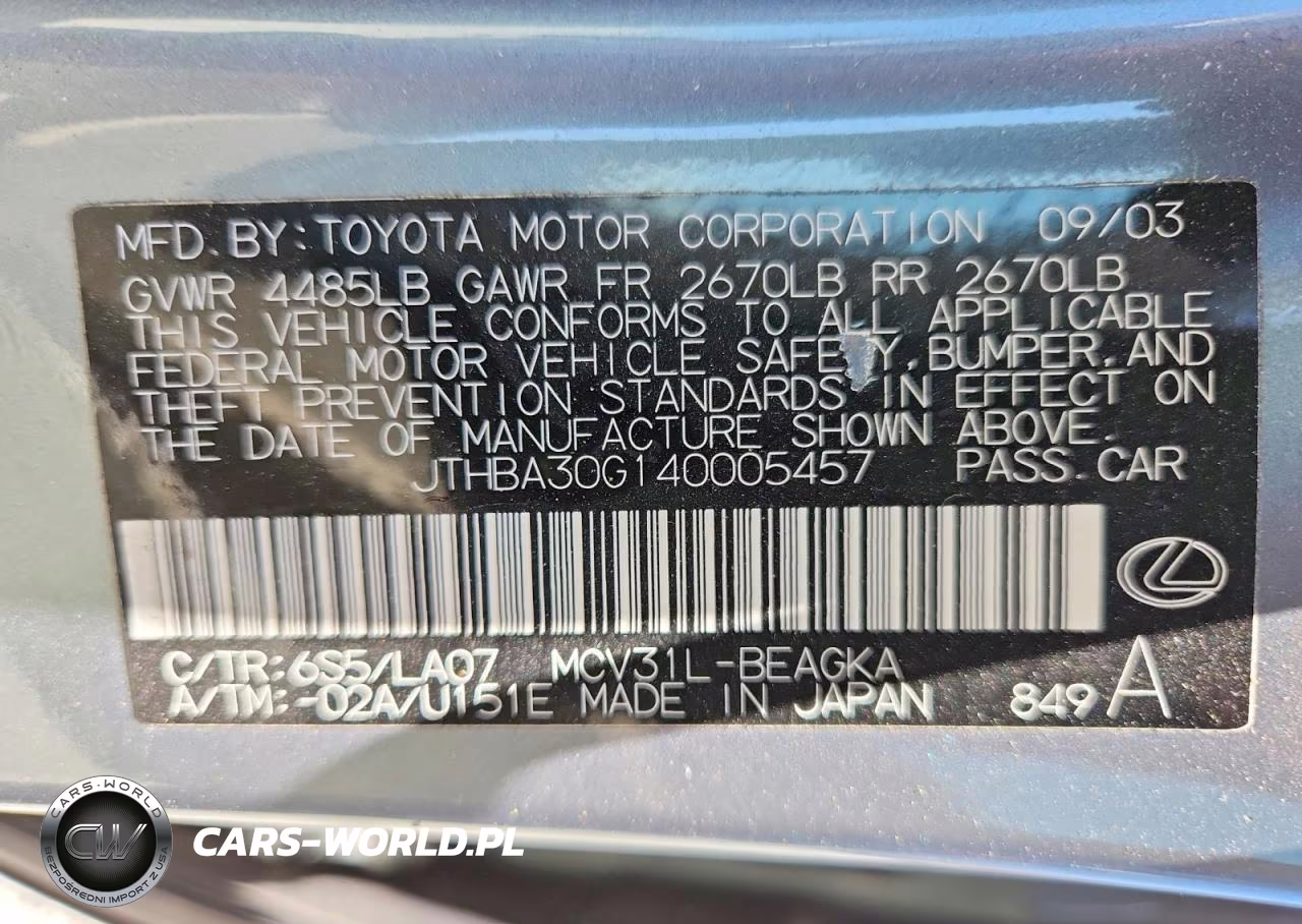 2004 Lexus Es 330 VIN:JTHBA30G140005457 - 13