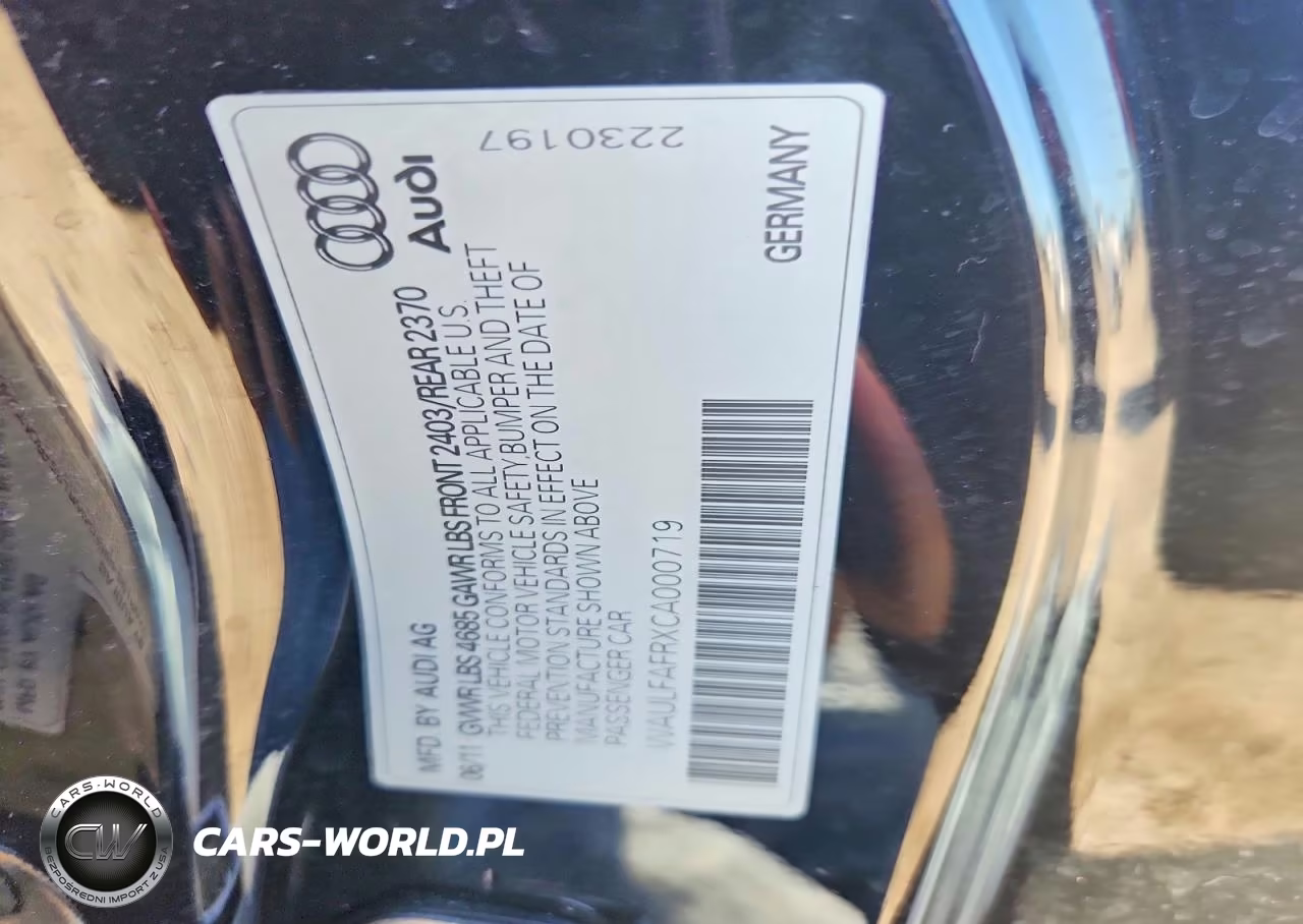2012 Audi A5 Premium Plus VIN:WAULFAFRXCA000719 - 12