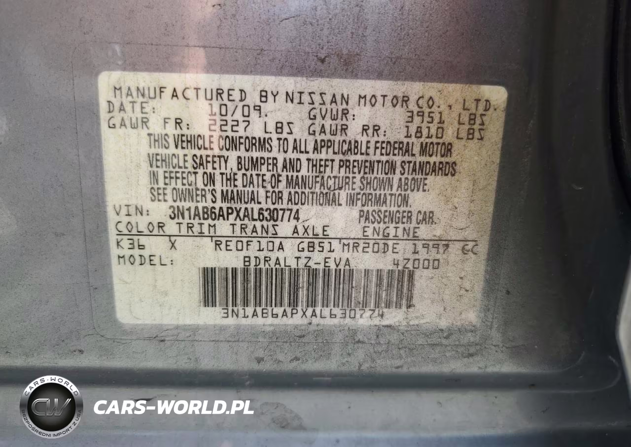2010 Nissan Sentra 2.0 VIN:3N1AB6APXAL630774 - 12