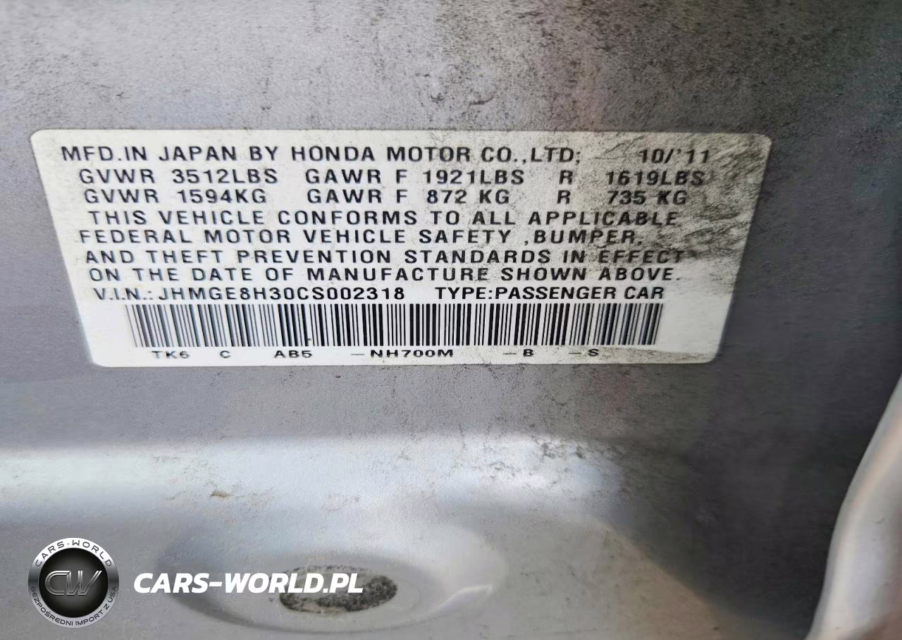 2012 Honda Fit VIN:JHMGE8H30CS002318 - 12