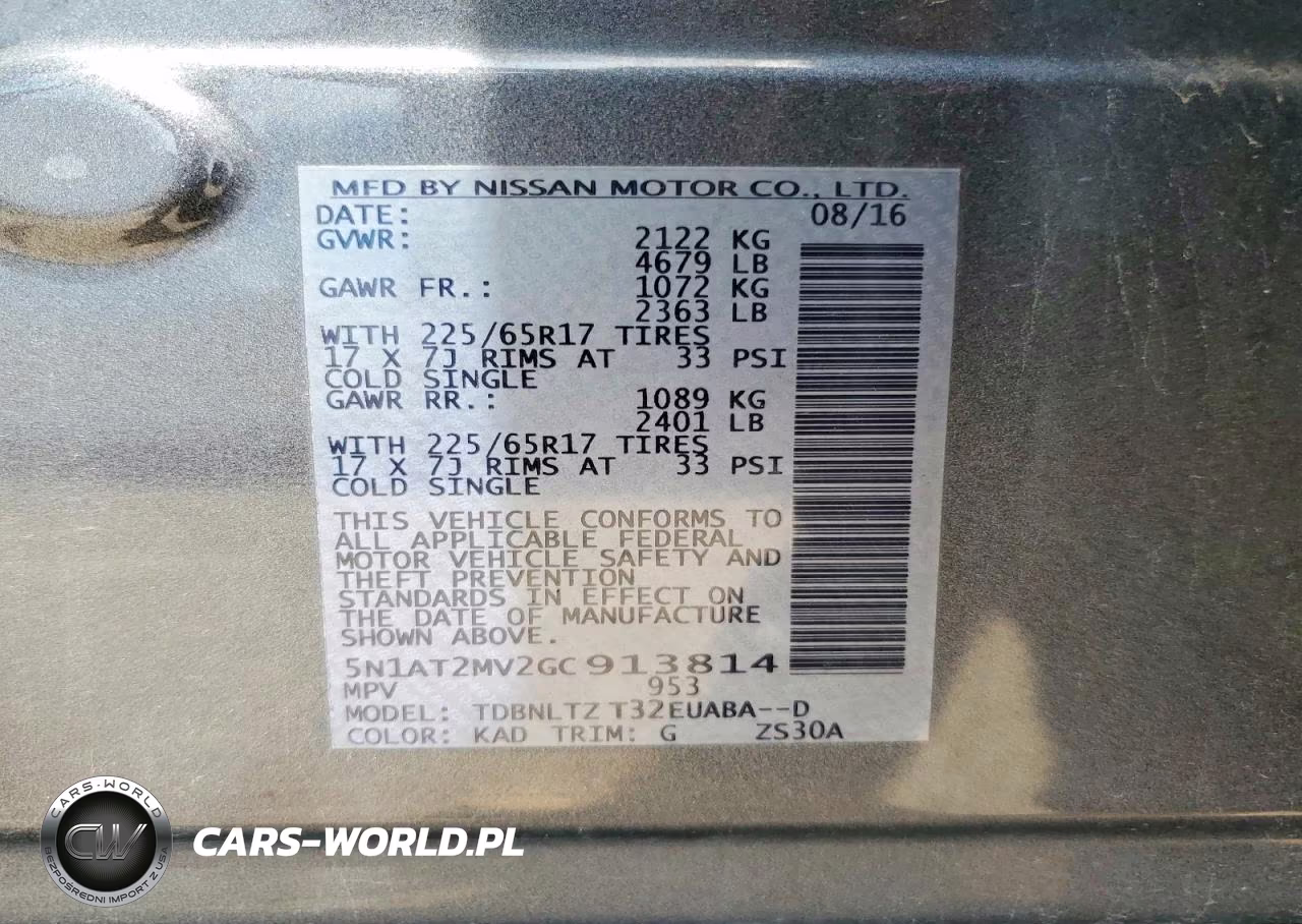 2016 Nissan Rogue Sv VIN:5N1AT2MV2GC913814 - 13