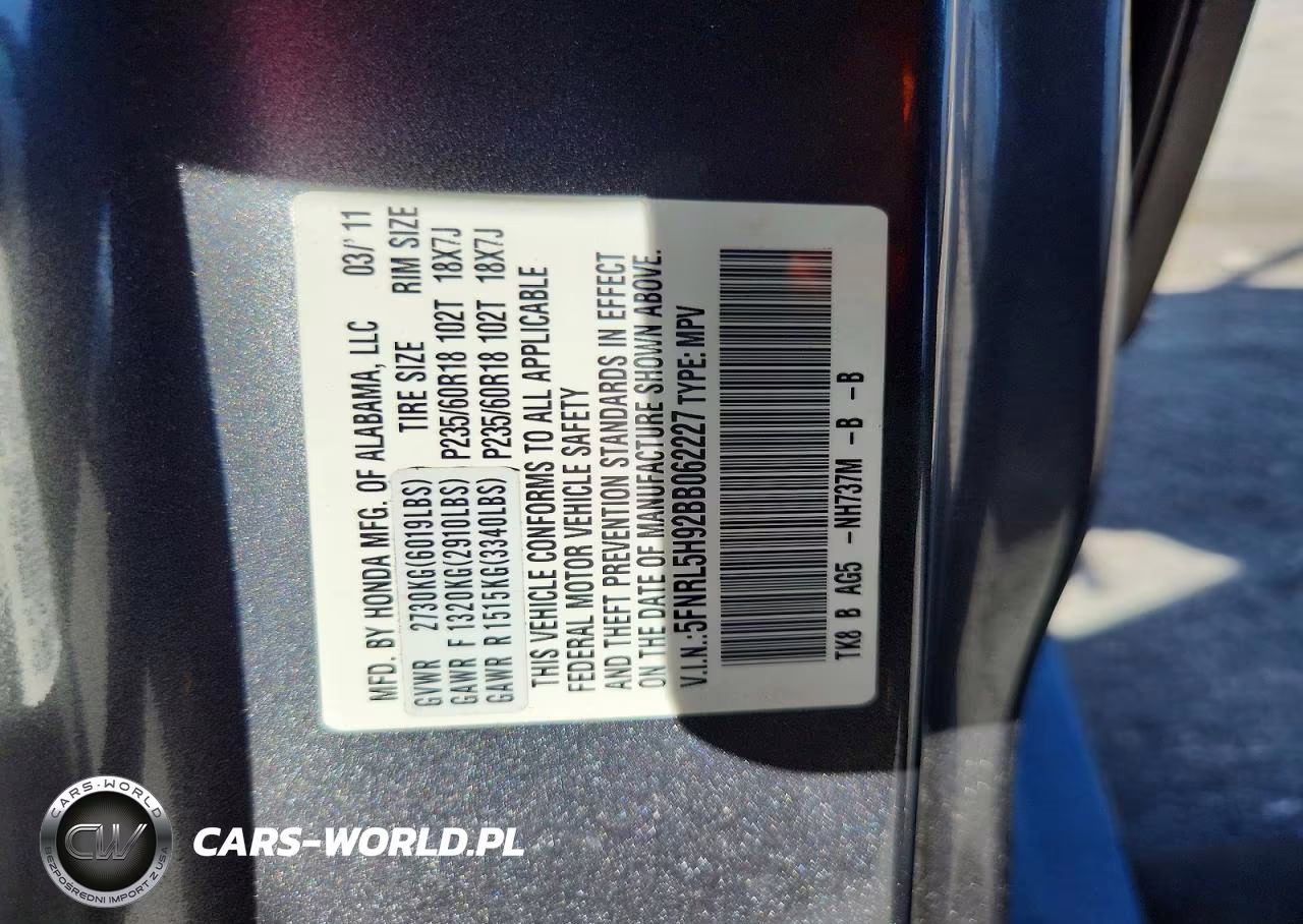 2011 Honda Odyssey Touring VIN:5FNRL5H92BB062227 - 13