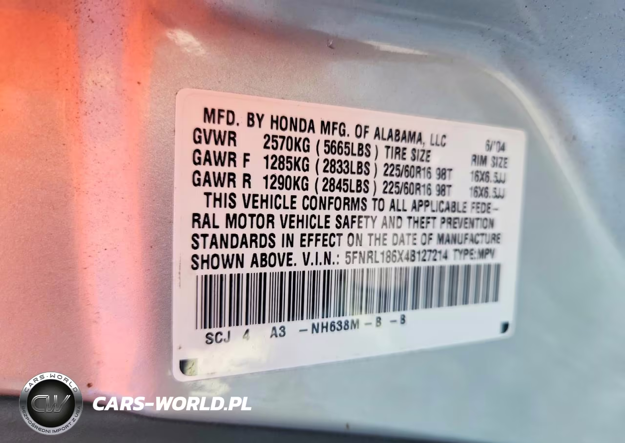 2004 Honda Odyssey Ex VIN:5FNRL186X4B127214 - 13