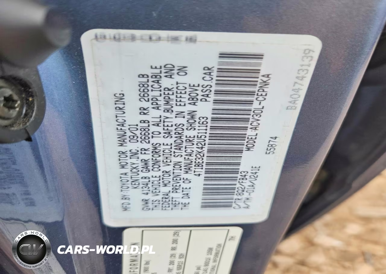 2002 Toyota Camry Le VIN:4T1BE32K42U511163 - 12