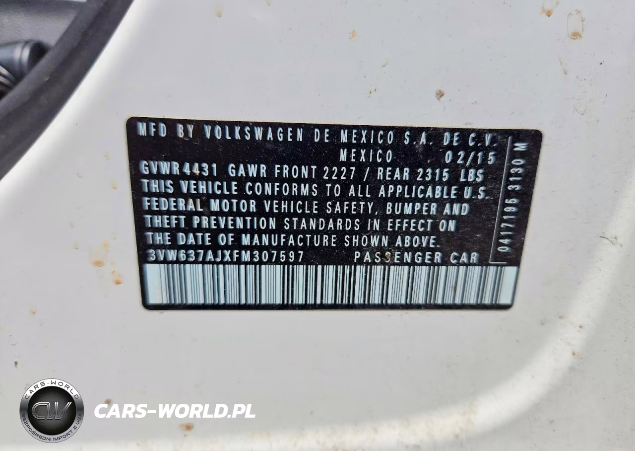 2015 Volkswagen Jetta Hybrid VIN:3VW637AJXFM307597 - 12