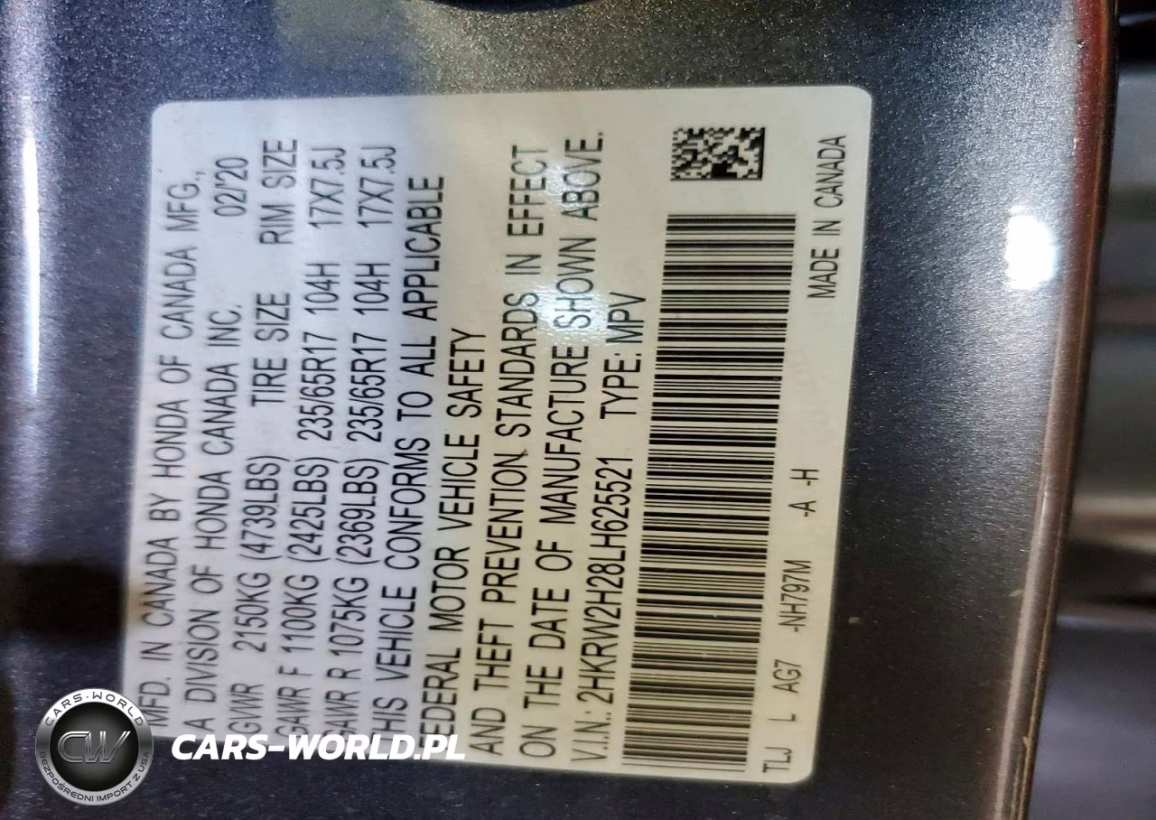 2020 Honda Cr-V Lx VIN:2HKRW2H28LH625521 - 13