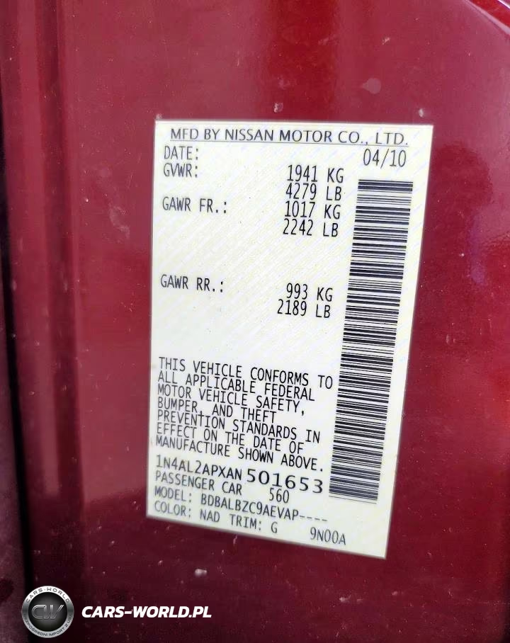 2010 Nissan Altima 2.5 VIN:1N4AL2APXAN501653 - 12