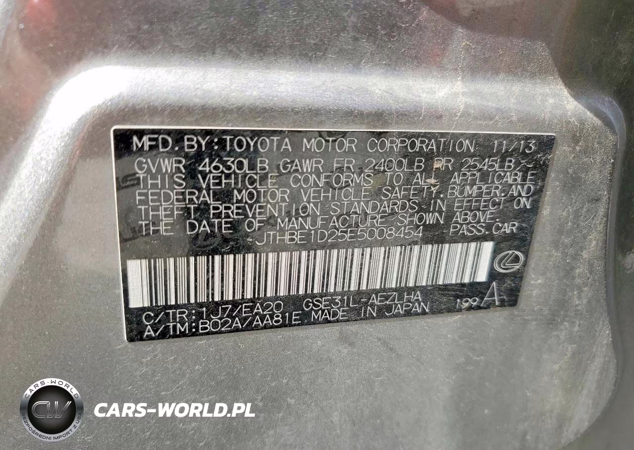 2014 Lexus Is 350 VIN:JTHBE1D25E5008454 - 12