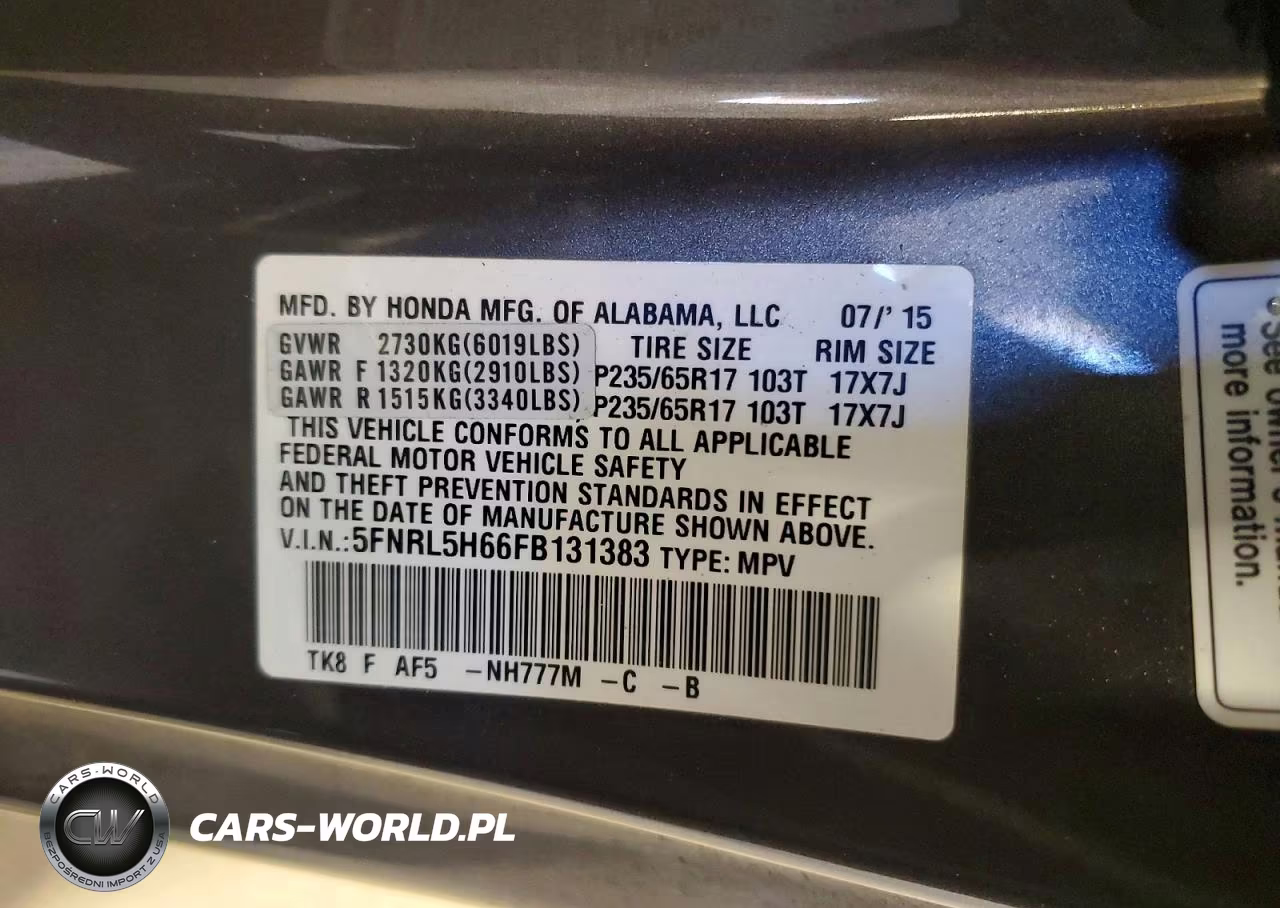 2015 Honda Odyssey Exl VIN:5FNRL5H66FB131383 - 13