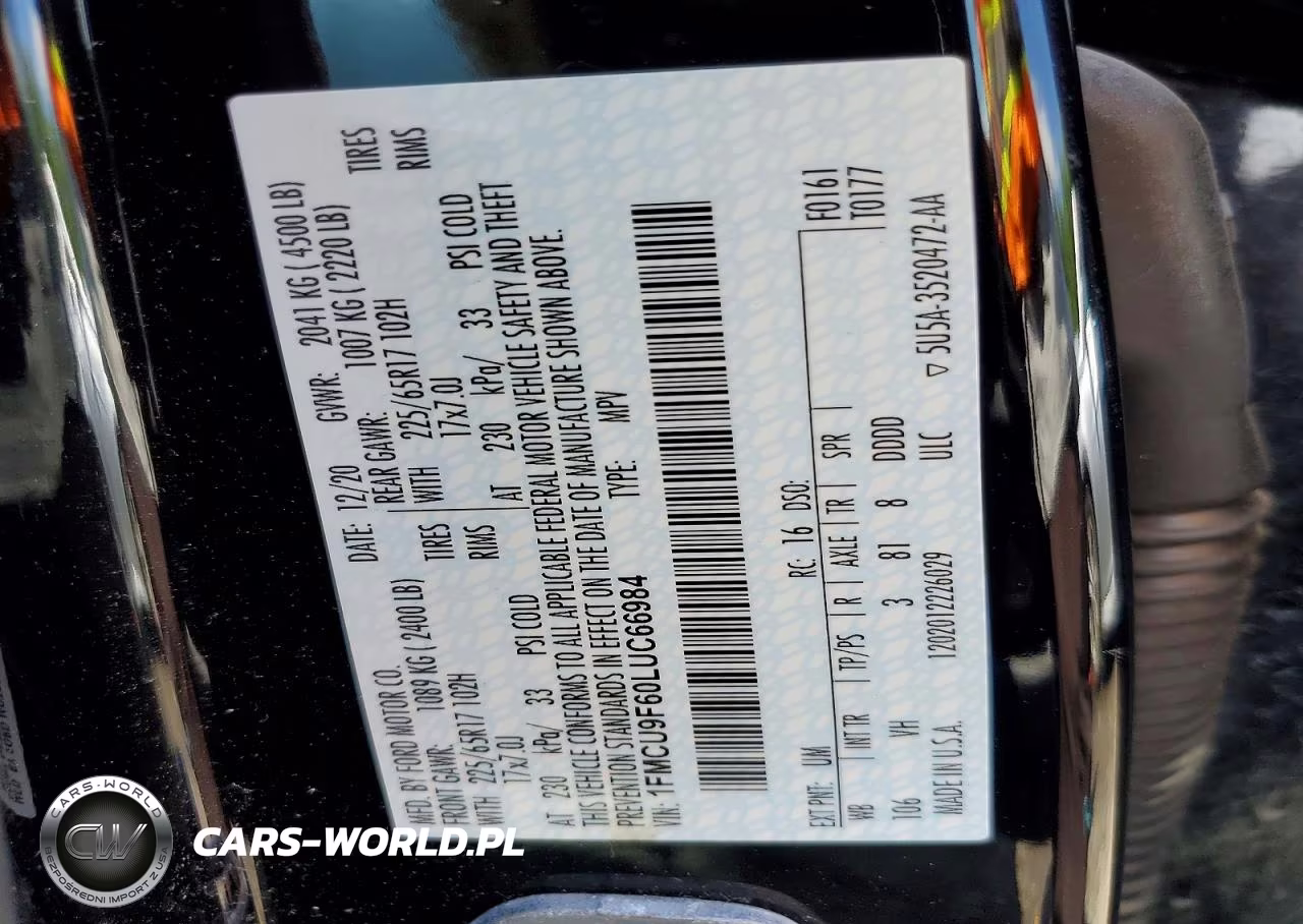 2020 Ford Escape S VIN:1FMCU9F60LUC66984 - 13
